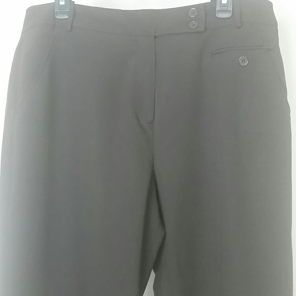 Larry Levine Pants Stretch Dark brown straight leg button pockets